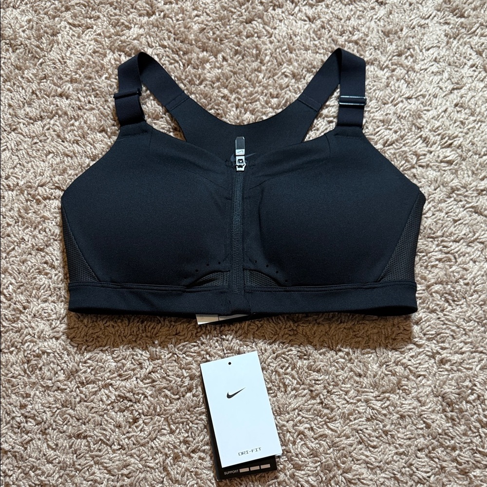 Nike Women's Black Zip-Front Sports Bra